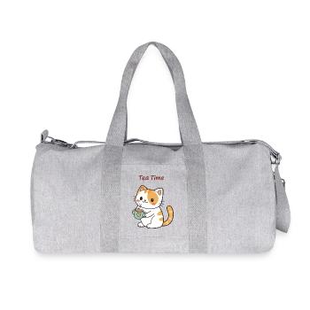 Katzentee-Zeit süß - Recycelte Canvas-Sporttasche von Stanley/Stella - Grau meliert - Vorne