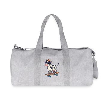 Vache drôle patinant sur skateboard Skater de dessins animés - Sac de sport en toile recyclée Stanley/Stella - gris chiné - Devant