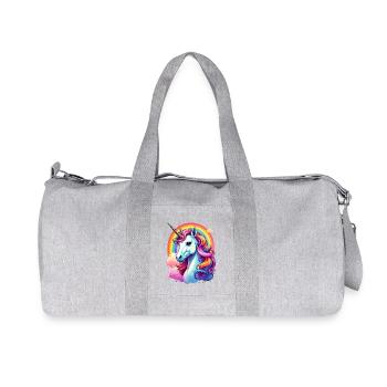 Unicorn with rainbow and clouds - Recycled Canvas Sports Bag by Stanley/Stella - heather grey - Front