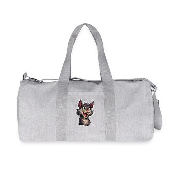 Cheerful image of a smiling cartoon cat - Recycled Canvas Sports Bag by Stanley/Stella - heather grey - Front