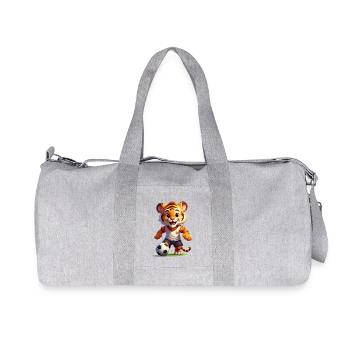 Little tiger playing football - Recycled Canvas Sports Bag by Stanley/Stella - heather grey - Front
