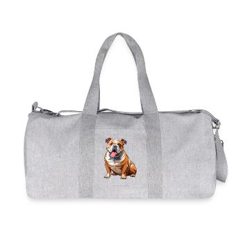 Bulldoggen-Hundesitting - Recycelte Canvas-Sporttasche von Stanley/Stella - Grau meliert - Vorne