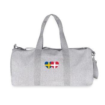 Sweden Denmark Flag Heart - Recycled Canvas Sports Bag by Stanley/Stella - heather grey - Front