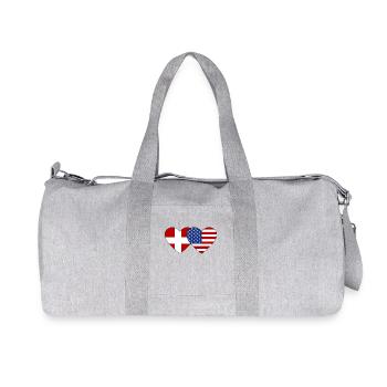 Denmark USA Flag Heart - Recycled Canvas Sports Bag by Stanley/Stella - heather grey - Front