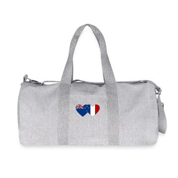 Nouvelle-Zélande France Drapeau Coeur - Sac de sport en toile recyclée Stanley/Stella - gris chiné - Devant