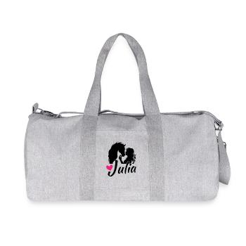 JULIA Beau prénom de fille avec un joli cheval - Sac de sport en toile recyclée Stanley/Stella - gris chiné - Devant