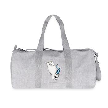 Winter Free Spirit Polar Bear with Striped Cap - Recycled Canvas Sports Bag by Stanley/Stella - heather grey - Front