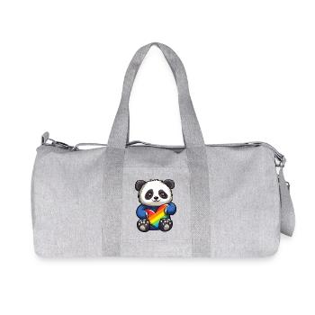 Panda bear | Pride heart | Cute | LGBTQ+ | - Recycled Canvas Sports Bag by Stanley/Stella - heather grey - Front