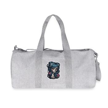 Tattoo Girl Skull Print - Recycled Canvas Sports Bag by Stanley/Stella - heather grey - Front