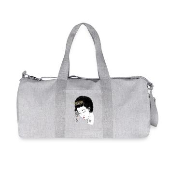 Japan Geisha, Flower Crown Portrait in Gold, - Recycled Canvas Sports Bag by Stanley/Stella - heather grey - Front
