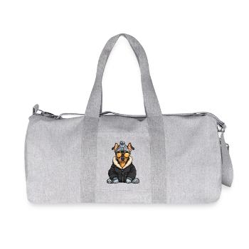 Dobermann Hund Winter Comic - Recycelte Canvas-Sporttasche von Stanley/Stella - Grau meliert - Vorne