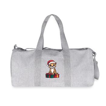 Cadeaux de bande dessinée de Noël guépard - Sac de sport en toile recyclée Stanley/Stella - gris chiné - Devant