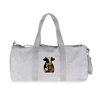 Kuh und Kalb – Modernes Bauernhofmotiv - Recycelte Canvas-Sporttasche von Stanley/Stella - Grau meliert - Vorne