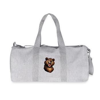 Cheerful Bear Head in cartoon style. - Recycled Canvas Sports Bag by Stanley/Stella - heather grey - Front