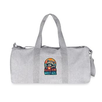 Kaffee rein. Welt aus. – Waschbär - Recycelte Canvas-Sporttasche von Stanley/Stella - Grau meliert - Vorne