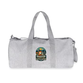 Coffee tastes better outside – Camping-Fuchs - Recycled Canvas Sports Bag by Stanley/Stella - heather grey - Front