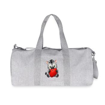 Süßes Cartoon Zebra mit Erdbeeren - Recycelte Canvas-Sporttasche von Stanley/Stella - Grau meliert - Vorne