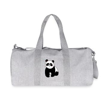 Niedlicher Kawaii Chibi Panda - Recycelte Canvas-Sporttasche von Stanley/Stella - Grau meliert - Vorne