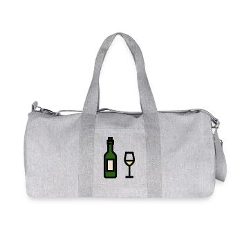 Verre à vin blanc avec une bouteille de vin blanc - Sac de sport en toile recyclée Stanley/Stella - gris chiné - Devant