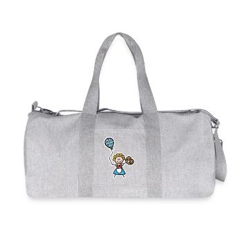 Lustiges Madl im Dirndl mit Luftballon und Brezel - Recycelte Canvas-Sporttasche von Stanley/Stella - Grau meliert - Vorne