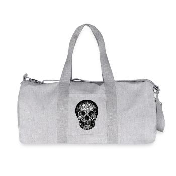 Mosaic Skull Graphic - Intricate Skeleton Head - Recycled Canvas Sports Bag by Stanley/Stella - heather grey - Front
