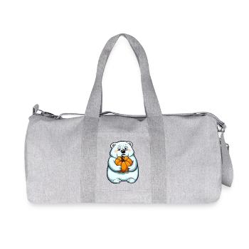 Polar bear with Halloween pumpkin in autumn - Recycled Canvas Sports Bag by Stanley/Stella - heather grey - Front