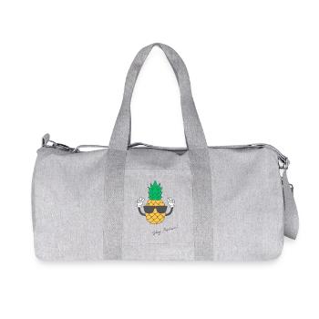 Pineapple "positive Vibes" - Recycelte Canvas-Sporttasche von Stanley/Stella - Grau meliert - Vorne