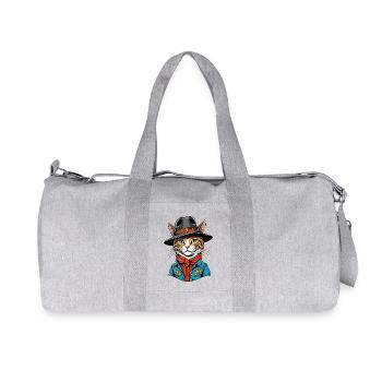 Chat mignon cow-boy - Sac de sport en toile recyclée Stanley/Stella - gris chiné - Devant