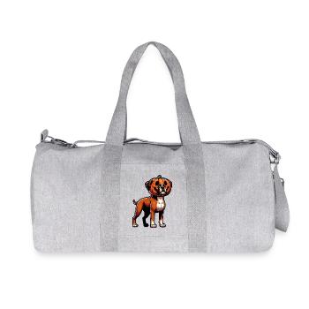 Halloween Boxer Chien Citrouille Dessin animé Mignon - Sac de sport en toile recyclée Stanley/Stella - gris chiné - Devant