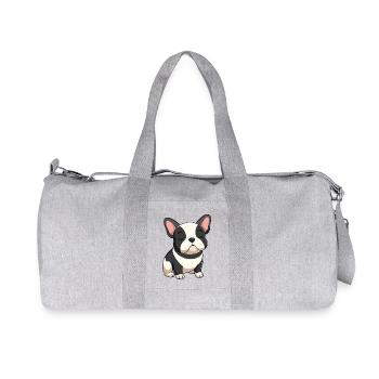 Bulldog français noir et beige en train de dormir - Sac de sport en toile recyclée Stanley/Stella - gris chiné - Devant