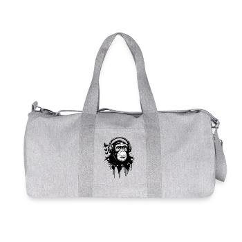 Écouter de la musique, singe avec des écouteurs - Sac de sport en toile recyclée Stanley/Stella - gris chiné - Devant