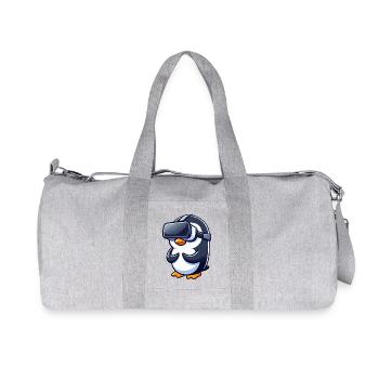 Cute Penguin VR Gamer Console Nerd Gamer - Recycled Canvas Sports Bag by Stanley/Stella - heather grey - Front