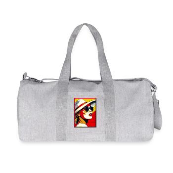 Popart Dame avec chapeau lunettes de soleil Portrait Mode - Sac de sport en toile recyclée Stanley/Stella - gris chiné - Devant