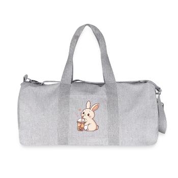 Kawaii bunny and pastel bubble tea - Recycled Canvas Sports Bag by Stanley/Stella - heather grey - Front