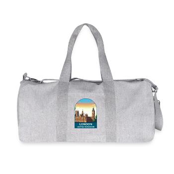 London Skyline UK Big Ben Travel Illustration - Recycled Canvas Sports Bag by Stanley/Stella - heather grey - Front