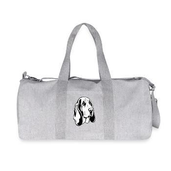 Basset-Hound_Hund_schwarzweiss - Recycelte Canvas-Sporttasche von Stanley/Stella - Grau meliert - Vorne