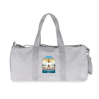 Kathmandu Nepal Boudhanath Stupa Travel Design - Recycled Canvas Sports Bag by Stanley/Stella - heather grey - Front