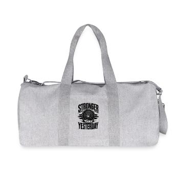 Stronger than Yesterday Bodybuilding Saying - Recycled Canvas Sports Bag by Stanley/Stella - heather grey - Front
