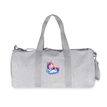 Un chat avec une corne de licorne sur un nuage - Sac de sport en toile recyclée Stanley/Stella - gris chiné - Devant