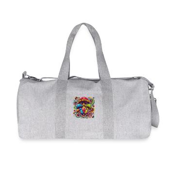 Colorful Psychedelic Mushrooms - Recycled Canvas Sports Bag by Stanley/Stella - heather grey - Front