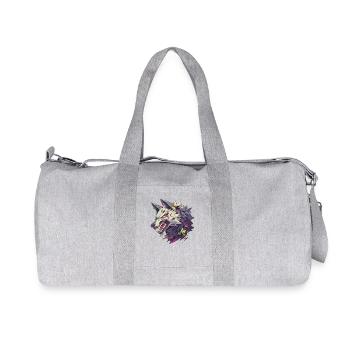 Furious wolf with a vibrant and abstract art style - Recycled Canvas Sports Bag by Stanley/Stella - heather grey - Front