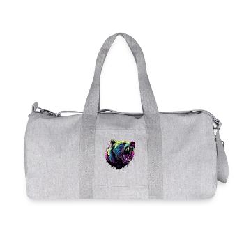Furious bear head in vibrant pop art style - Recycled Canvas Sports Bag by Stanley/Stella - heather grey - Front