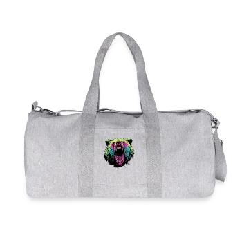 Furious bear in pop art style - Recycled Canvas Sports Bag by Stanley/Stella - heather grey - Front