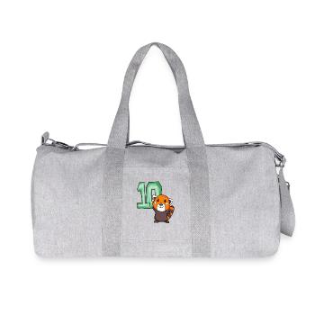 10th Birthday Motif Red Panda - ten years old - Recycled Canvas Sports Bag by Stanley/Stella - heather grey - Front