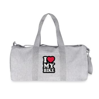 I love my bike - Ich liebe mein Motorrad - Recycelte Canvas-Sporttasche von Stanley/Stella - Grau meliert - Vorne