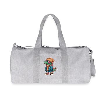Dinosaur Stegosaurus Winter Comic - Recycled Canvas Sports Bag by Stanley/Stella - heather grey - Front