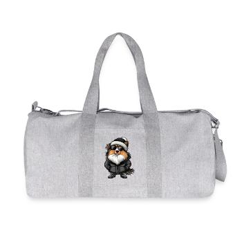 Border Collie Dog Winter Comic - Recycled Canvas Sports Bag by Stanley/Stella - heather grey - Front