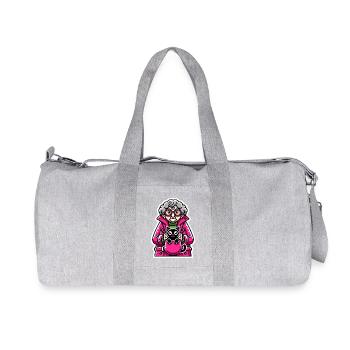 Drôle de femme âgée avec chat design - Sac de sport en toile recyclée Stanley/Stella - gris chiné - Devant