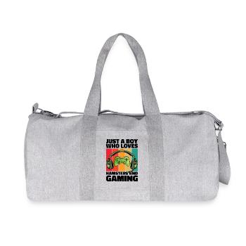 Gamer and Hamsters: Video Games and Infinite Energy - Recycled Canvas Sports Bag by Stanley/Stella - heather grey - Front