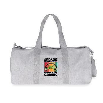 Gamer & Parrots: Video Games & Colorful Adventure - Recycled Canvas Sports Bag by Stanley/Stella - heather grey - Front
